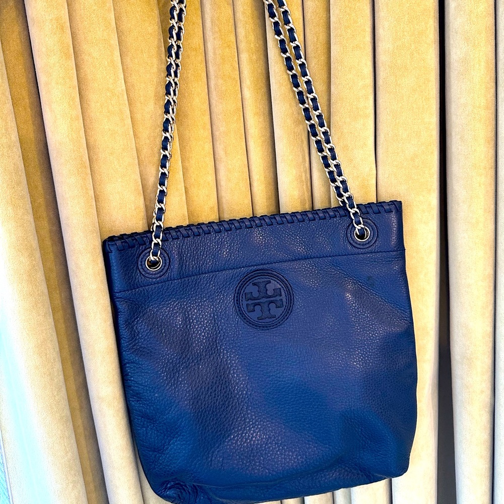 Tory Burch Marion whipstitch bookbag in navy